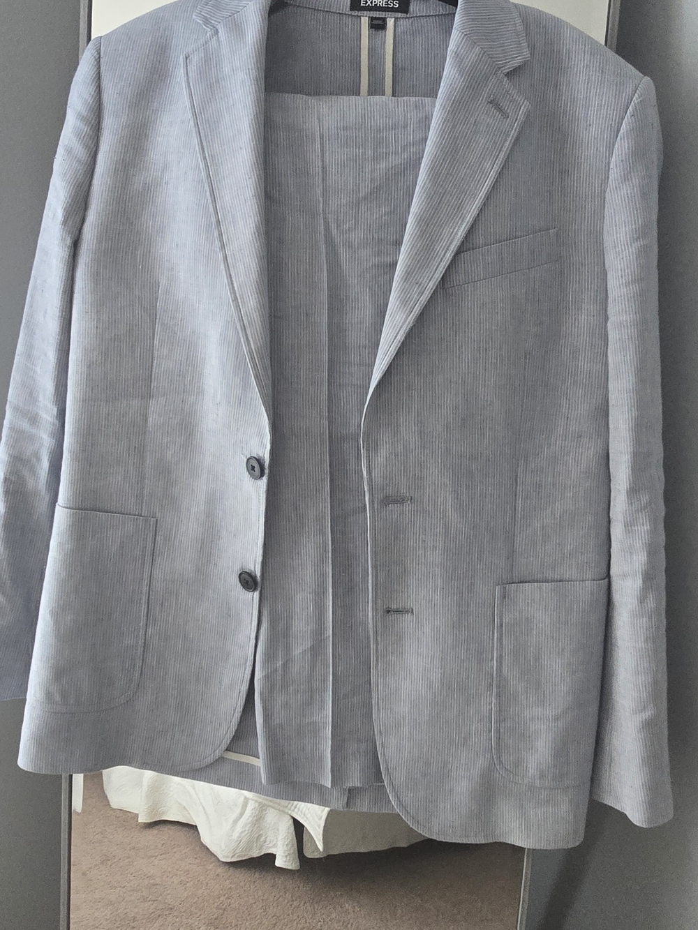 Express Men’s Extra Slim Fit Striped Linen-Blend Suit Set 38R 32x30